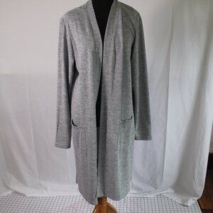 Avon Gray Sweater Duster Open Cardigan w/ Pockets, Small
